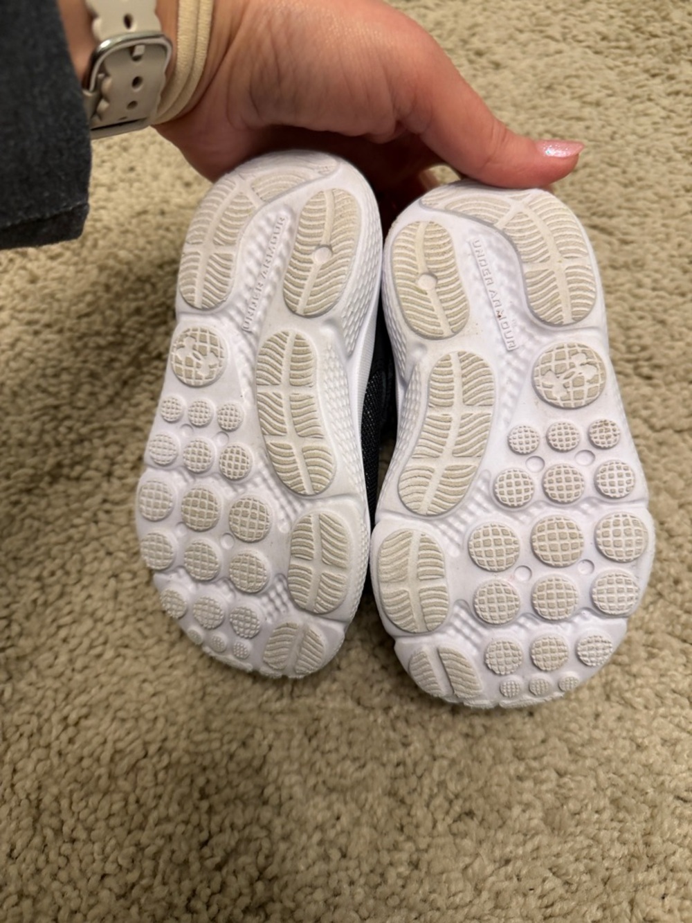 Under Armour Kids Black and White Velcro Athletic Sneakers - Picture 6 of 6